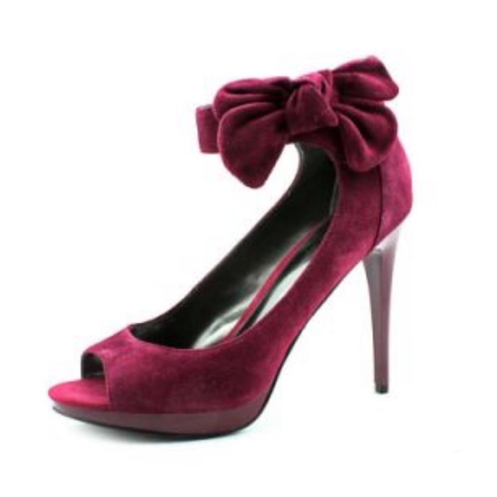 Carlos Santana Velvet Maroon Pumps